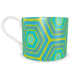 Turquoise Honeycomb Bone China Cup and Saucer