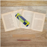 Navy Lime Diamond Leather Bookmark