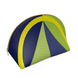 Navy Lime Diamond Shell Leather Pouch