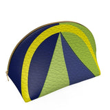 Navy Lime Diamond Shell Leather Pouch