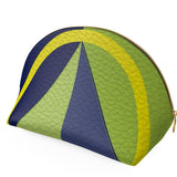 Navy Lime Diamond Shell Leather Pouch