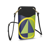 Navy Lime Diamond Leather Phone Case With Strap