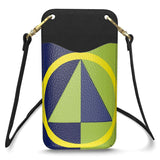 Navy Lime Diamond Leather Phone Case With Strap