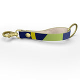 Navy Lime Diamond Leather Strap Keychain