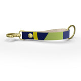 Navy Lime Diamond Leather Strap Keychain