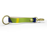 Navy Lime Diamond Leather Strap Keychain