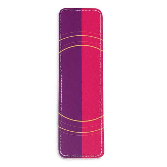 Pink Gold Rings Leather Bookmark