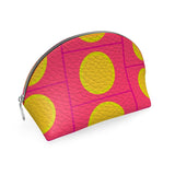Pink Yellow Sun Shell Leather Pouch