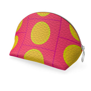 Pink Yellow Sun Shell Leather Pouch