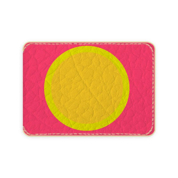 Pink Yellow Sun Leather Card Case