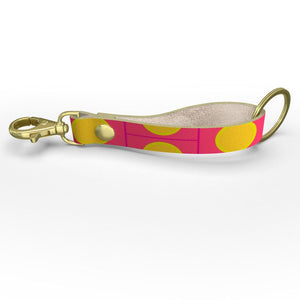 Pink Yellow Sun Leather Strap Keychain