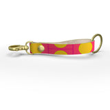 Pink Yellow Sun Leather Strap Keychain