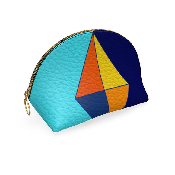 Sky Orange Diamond Shell Leather Pouch