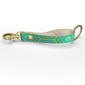 Turquoise Honeycomb Leather Strap Keychain