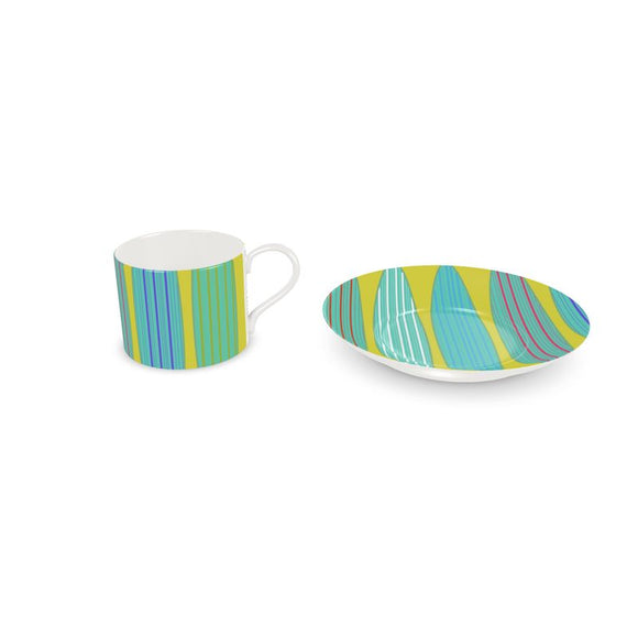 Watermelon Lime Bone China Cup and Saucer Set
