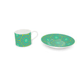 Turquoise Honeycomb Bone China Cup and Saucer
