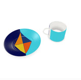 Sky Orange Diamond Bone China Cup and Saucer