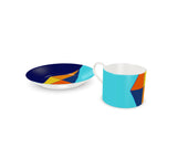 Sky Orange Diamond Bone China Cup and Saucer